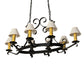 Meyda Lighting Handforged 56" 10-Light Old Wrought Iron Chandelier With White Natural Linen Shade