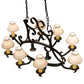 Meyda Lighting Handforged 56" 10-Light Old Wrought Iron Chandelier With White Natural Linen Shade