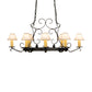 Meyda Lighting Handforged 56" 10-Light Old Wrought Iron Chandelier With White Natural Linen Shade