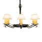 Meyda Lighting Handforged 56" 10-Light Old Wrought Iron Chandelier With White Natural Linen Shade
