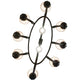 Meyda Lighting Handforged 56" 10-Light Old Wrought Iron Chandelier With White Natural Linen Shade