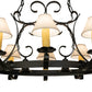 Meyda Lighting Handforged 56" 10-Light Old Wrought Iron Chandelier With White Natural Linen Shade