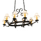 Meyda Lighting Handforged 56" 10-Light Old Wrought Iron Chandelier With White Natural Linen Shade