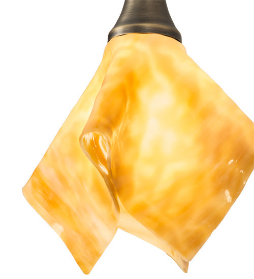 Meyda Lighting Handkerchief 10" Antique Brass D'Oro Pendant Light With Beige Shade Glass