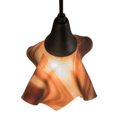 Meyda Lighting Handkerchief 10" Black Powdercoat Chambord Swirl Pendant Light With Purple Baroque Hued Shade Glass