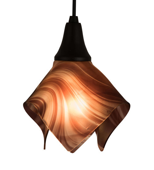 Meyda Lighting Handkerchief 10" Black Powdercoat Chambord Swirl Pendant Light With Purple Baroque Hued Shade Glass