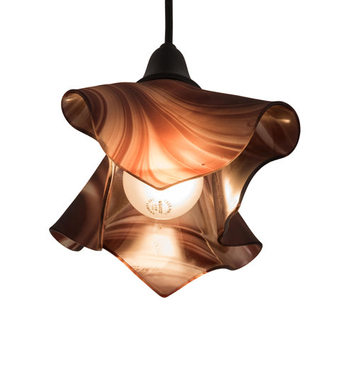 Meyda Lighting Handkerchief 10" Black Powdercoat Chambord Swirl Pendant Light With Purple Baroque Hued Shade Glass