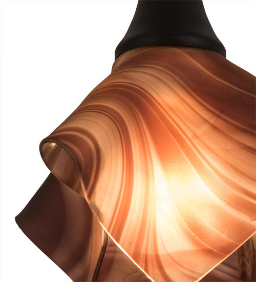 Meyda Lighting Handkerchief 10" Black Powdercoat Chambord Swirl Pendant Light With Purple Baroque Hued Shade Glass