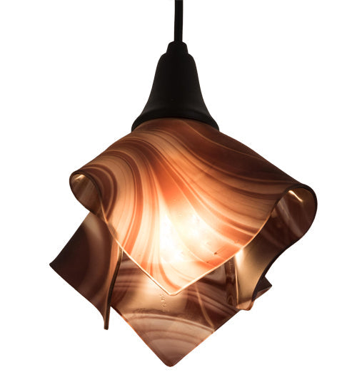 Meyda Lighting Handkerchief 10" Black Powdercoat Chambord Swirl Pendant Light With Purple Baroque Hued Shade Glass