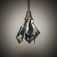 Meyda Lighting Handkerchief 10" Brushed Nickel Noir Mini Pendant Light With Black & Clear Swirl Shade Glass