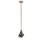 Meyda Lighting Handkerchief 10" Brushed Nickel Noir Mini Pendant Light With Black & Clear Swirl Shade Glass