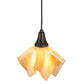 Meyda Lighting Handkerchief 10" Craftsman Brown D-Oro Pendant Light With Beige Iridescent Shade Glass