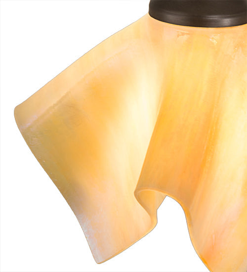 Meyda Lighting Handkerchief 10" Craftsman Brown D-Oro Pendant Light With Beige Iridescent Shade Glass
