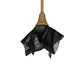 Meyda Lighting Handkerchief 10" Goldtastic Noir Swirl Pendant Light With Black & Frosted Clear Shade Glass