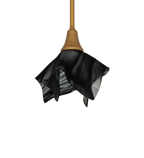 Meyda Lighting Handkerchief 10" Goldtastic Noir Swirl Pendant Light With Black & Frosted Clear Shade Glass