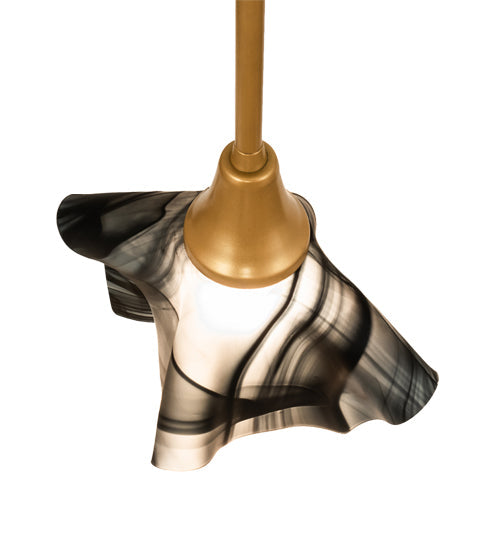 Meyda Lighting Handkerchief 10" Goldtastic Noir Swirl Pendant Light With Black & Frosted Clear Shade Glass