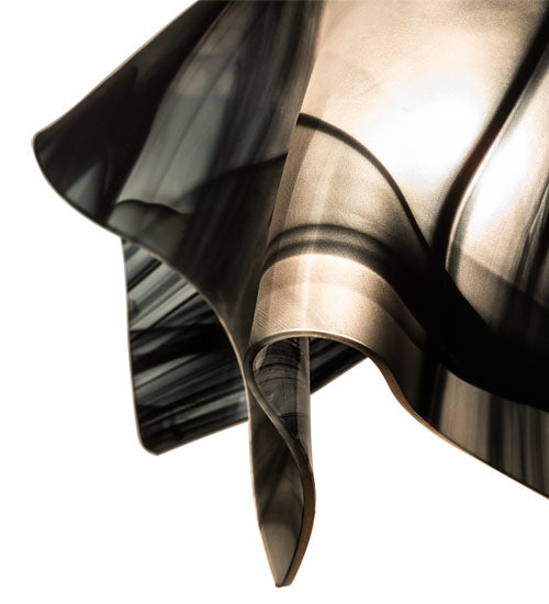 Meyda Lighting Handkerchief 10" Goldtastic Noir Swirl Pendant Light With Black & Frosted Clear Shade Glass