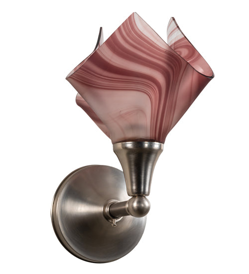 Meyda Lighting Handkerchief 10" Nickel Wall Sconce With Violet Chambord Swirl Shade Glass