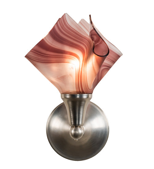 Meyda Lighting Handkerchief 10" Nickel Wall Sconce With Violet Chambord Swirl Shade Glass