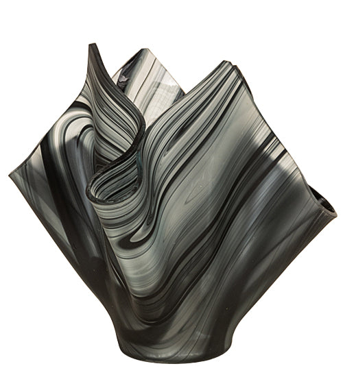 Meyda Lighting Handkerchief 10" Noir Swirl White & Black Shade Glass