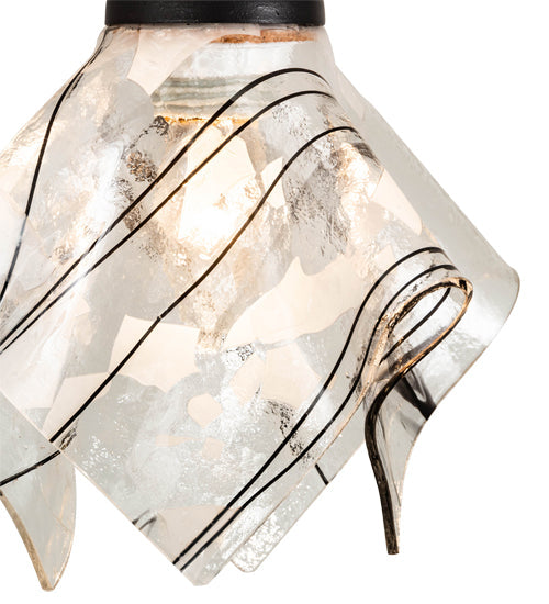 Meyda Lighting Handkerchief 10" Textured Black Branches Pendant Light With White and Black Accents Shade Glass