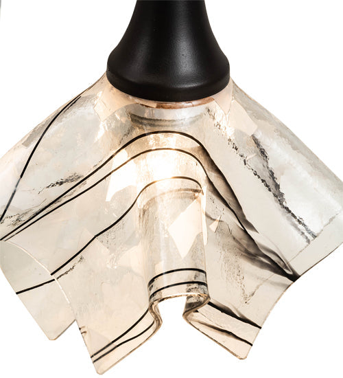 Meyda Lighting Handkerchief 10" Textured Black Branches Pendant Light With White and Black Accents Shade Glass