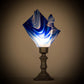Meyda Lighting Handkerchief 14" Nickel Accent Table Lamp With Blue Curacao Swirl Shade Glass
