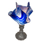 Meyda Lighting Handkerchief 14" Nickel Accent Table Lamp With Blue Curacao Swirl Shade Glass
