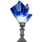 Meyda Lighting Handkerchief 14" Nickel Accent Table Lamp With Blue Curacao Swirl Shade Glass
