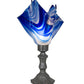 Meyda Lighting Handkerchief 14" Nickel Accent Table Lamp With Blue Curacao Swirl Shade Glass