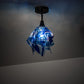 Meyda Lighting Handkerchief 20" Craftsman Brown Curacao Swirl Pendant Light With Blue & Clear Shade Glass