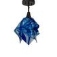Meyda Lighting Handkerchief 20" Craftsman Brown Curacao Swirl Pendant Light With Blue & Clear Shade Glass