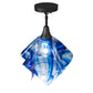 Meyda Lighting Handkerchief 20" Craftsman Brown Curacao Swirl Pendant Light With Blue & Clear Shade Glass