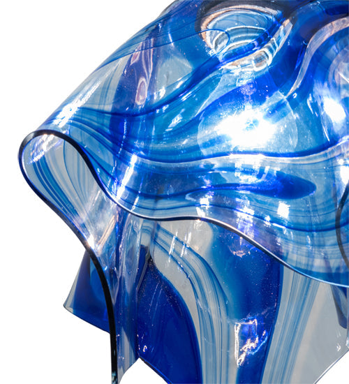 Meyda Lighting Handkerchief 20" Craftsman Brown Curacao Swirl Pendant Light With Blue & Clear Shade Glass