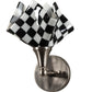 Meyda Lighting Handkerchief 8" Brushed Nickel Grand Prix Wall Sconce With Black & White Shade Glass