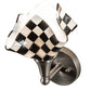 Meyda Lighting Handkerchief 8" Brushed Nickel Grand Prix Wall Sconce With Black & White Shade Glass