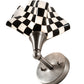 Meyda Lighting Handkerchief 8" Brushed Nickel Grand Prix Wall Sconce With Black & White Shade Glass