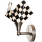 Meyda Lighting Handkerchief 8" Brushed Nickel Grand Prix Wall Sconce With Black & White Shade Glass