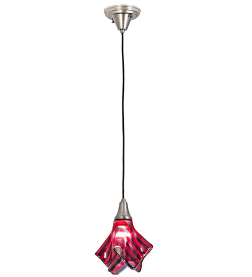 Meyda Lighting Handkerchief 9" Brushed Nickel Satrial's Dream Mini Pendant Light With Red & Violet Shade Glass