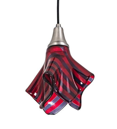 Meyda Lighting Handkerchief 9" Brushed Nickel Satrial's Dream Mini Pendant Light With Red & Violet Shade Glass
