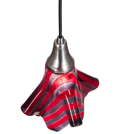 Meyda Lighting Handkerchief 9" Brushed Nickel Satrial's Dream Mini Pendant Light With Red & Violet Shade Glass