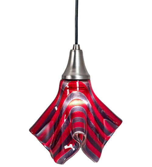 Meyda Lighting Handkerchief 9" Brushed Nickel Satrial's Dream Mini Pendant Light With Red & Violet Shade Glass