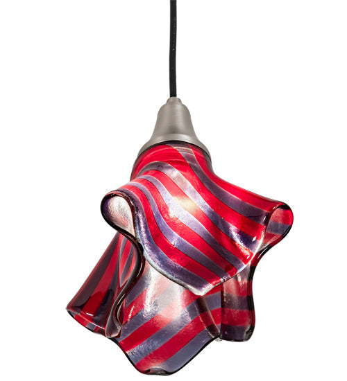 Meyda Lighting Handkerchief 9" Brushed Nickel Satrial's Dream Mini Pendant Light With Red & Violet Shade Glass