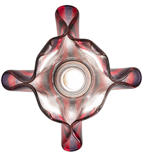 Meyda Lighting Handkerchief 9" Brushed Nickel Satrial's Dream Mini Pendant Light With Red & Violet Shade Glass