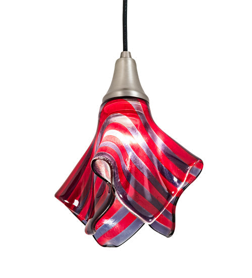 Meyda Lighting Handkerchief 9" Brushed Nickel Satrial's Dream Mini Pendant Light With Red & Violet Shade Glass