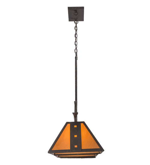 Meyda Lighting Hanford 48" 3-Light Copper Rust Island Pendant Light With Amber Quartz Idalight Shade Glass