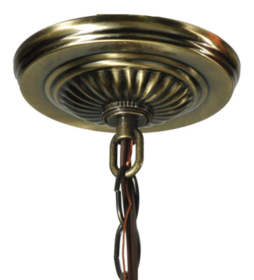 Meyda Lighting Hanging Daffodil 20" Mahogany Bronze Pendant Light With Multi-Colored Shade Glass