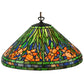 Meyda Lighting Hanging Daffodil 20" Mahogany Bronze Pendant Light With Multi-Colored Shade Glass