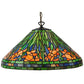 Meyda Lighting Hanging Daffodil 20" Mahogany Bronze Pendant Light With Multi-Colored Shade Glass
