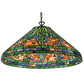 Meyda Lighting Hanging Daffodil 20" Mahogany Bronze Pendant Light With Multi-Colored Shade Glass